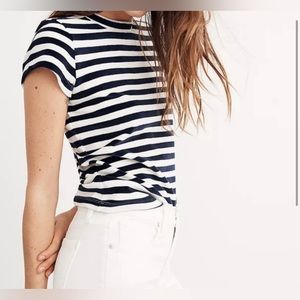 Madewell Velvet Striped Short Sleeve Top